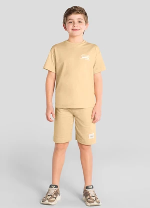 Brandili - Bermuda Infantil Menino em Moletinho Bege - BRANDILI