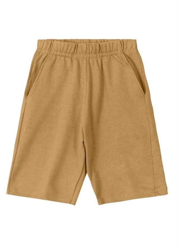 Brandili - Bermuda Infantil Menino em Moletinho Marrom