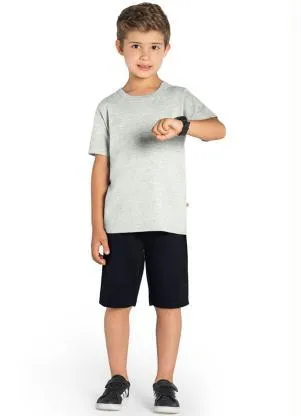 Brandili - Bermuda Infantil Menino em Moletinho Preto - BRANDILI
