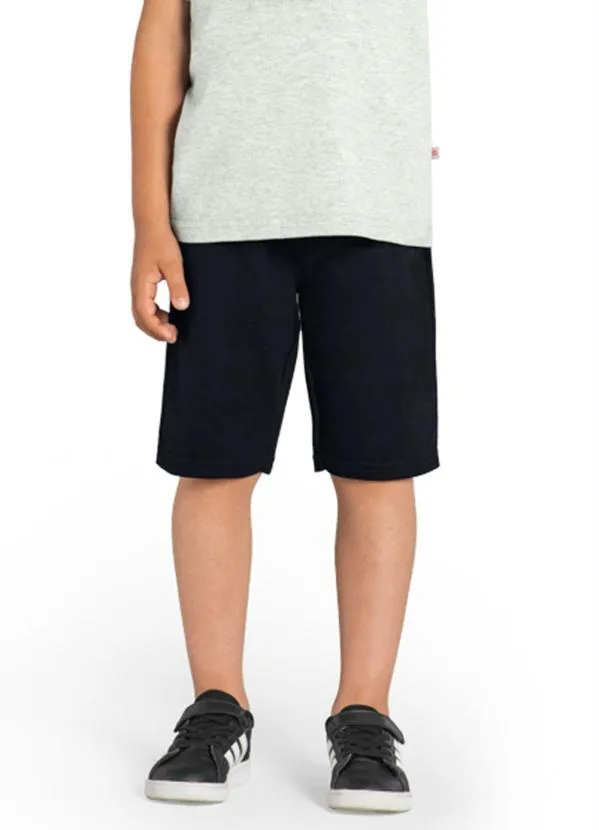 Brandili - Bermuda Infantil Menino em Moletinho Preto