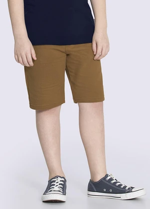 Alakazoo - Bermuda Infantil Menino em Moletom Básica Marrom - ALAKAZOO