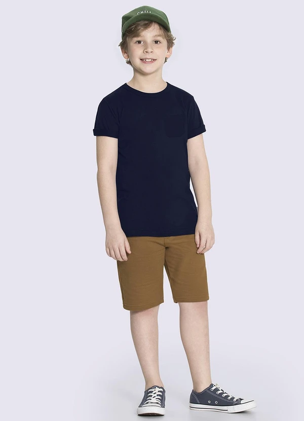 Alakazoo - Bermuda Infantil Menino em Moletom Básica Marrom 2