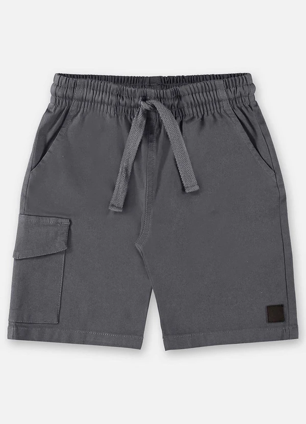 Up Baby - Bermuda Infantil Menino em Sarja Cinza