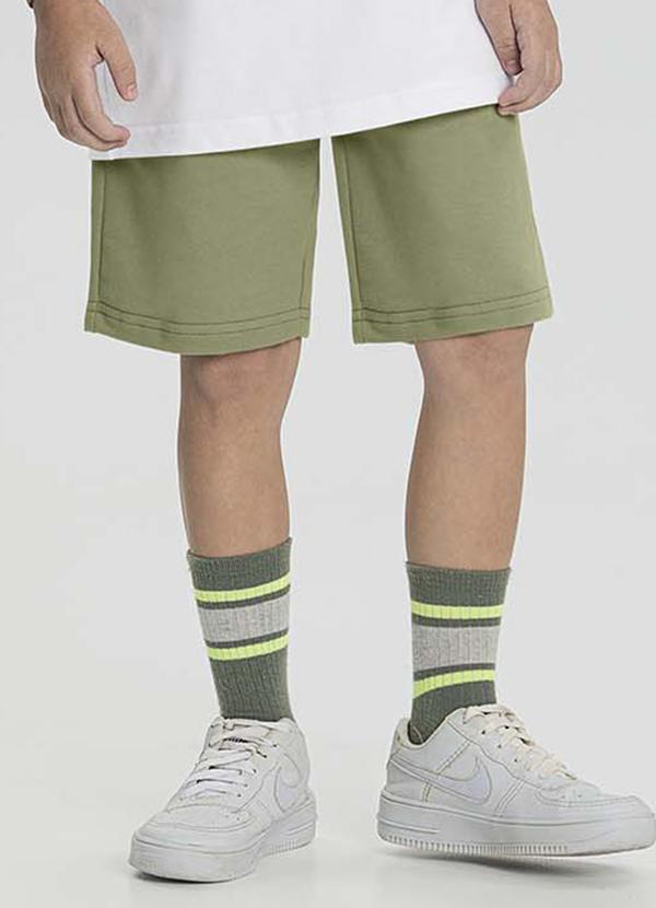 Alakazoo - Bermuda Infantil Menino Lisa em Moletom Verde