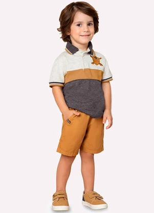 Bermuda Infantil Menino Liso Milon (Marrom) - MILON