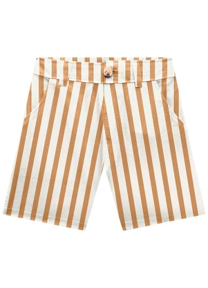 Milon - Bermuda Infantil Menino Listras Marrom - MILON
