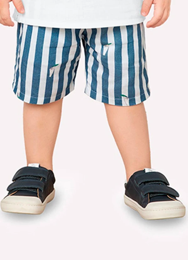 Milon - Bermuda Infantil Menino Listras Milon Azul 2