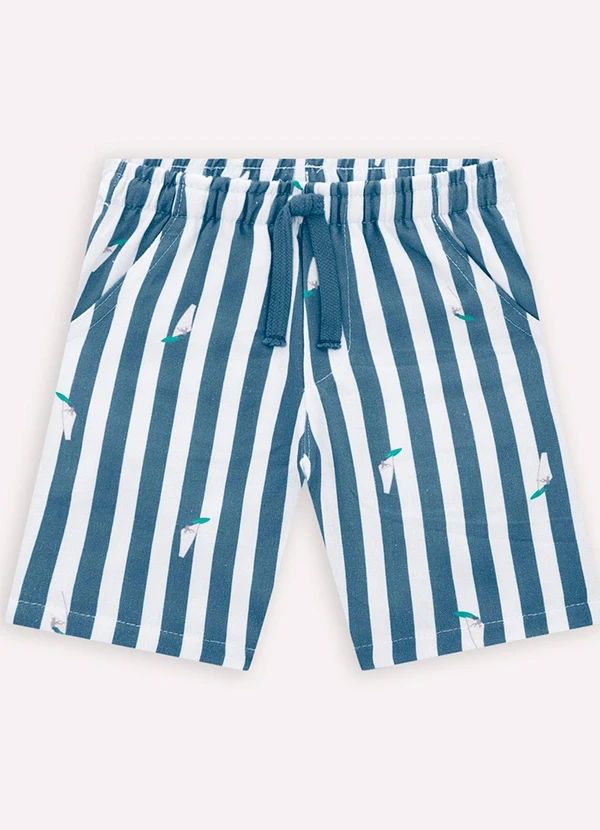 Milon - Bermuda Infantil Menino Listras Milon Azul 3
