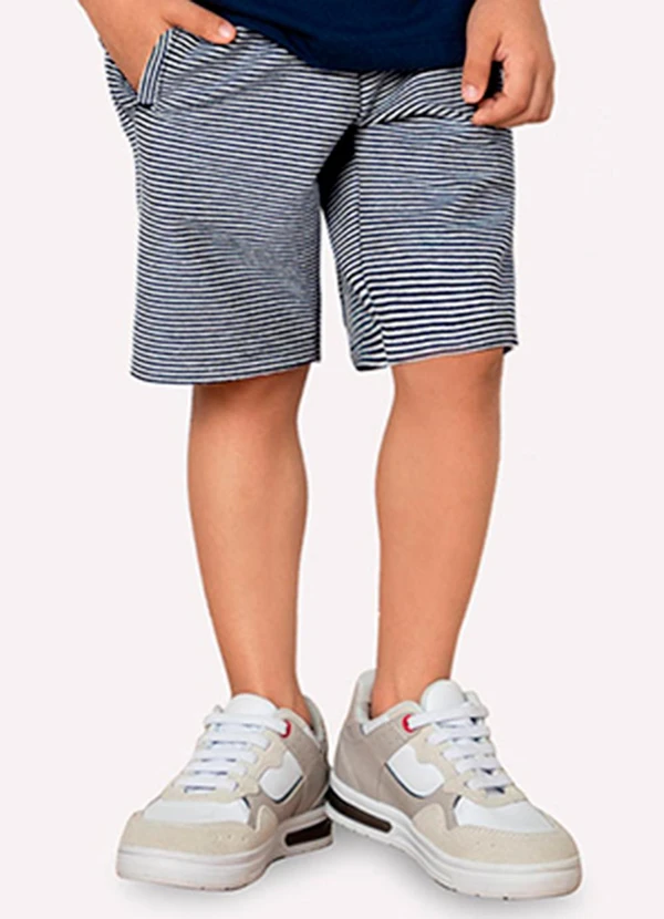 Milon - Bermuda Infantil Menino Listras Milon Azul 2
