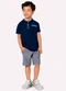 Milon - Bermuda Infantil Menino Listras Milon Preto - variação: Azul