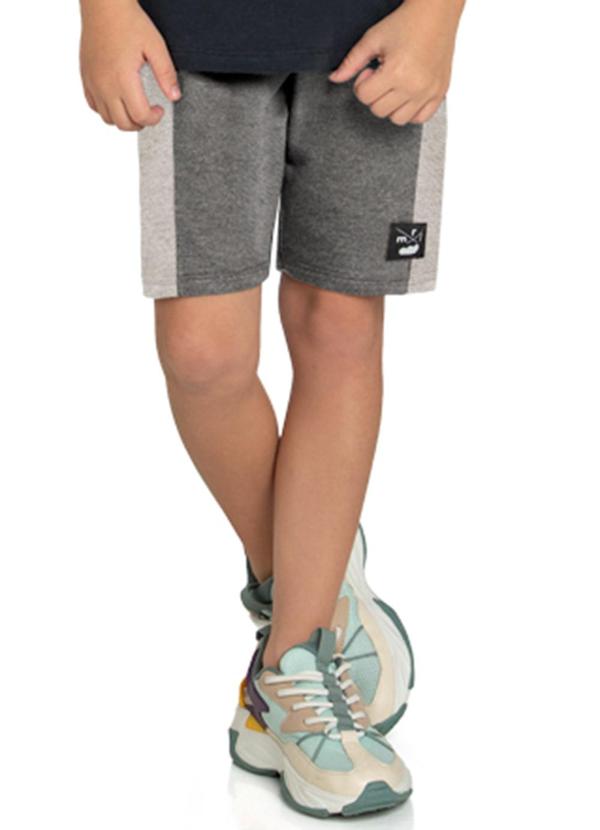 Marlan - Bermuda Infantil Menino Moletinho Recortes Cinza