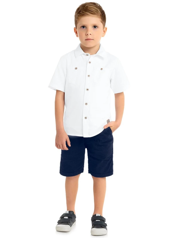 Milon - Bermuda Infantil Menino Sarja Marinho