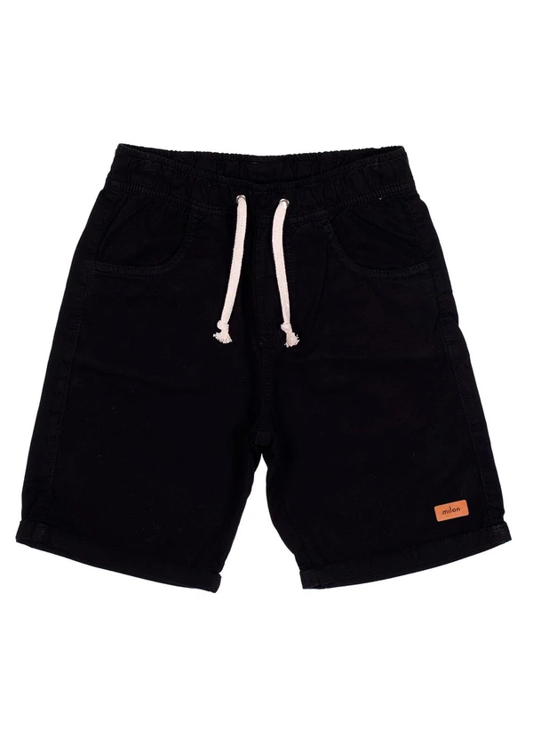 Milon - Bermuda Infantil Menino Sarja Preto