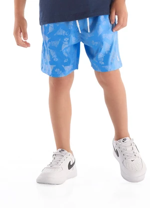 Quimby - Bermuda Infantil Microfibra Tropical Azul - QUIMBY