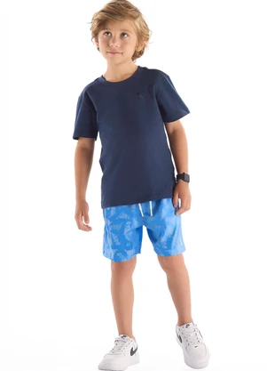 Quimby - Bermuda Infantil Microfibra Tropical Azul - QUIMBY