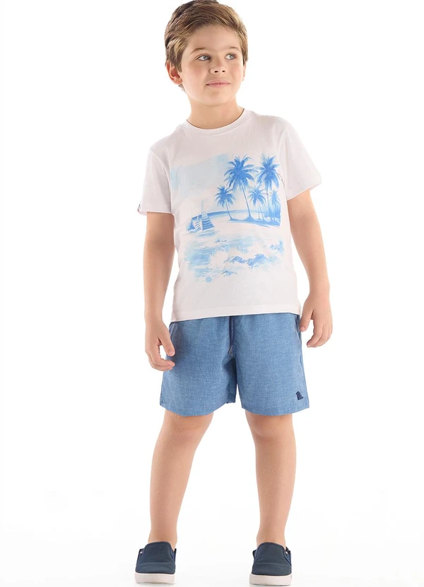 Quimby - Bermuda Infantil Microfibra Tropical Azul 2