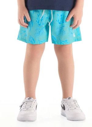 Quimby - Bermuda Infantil Microfibra Tropical Azul - QUIMBY