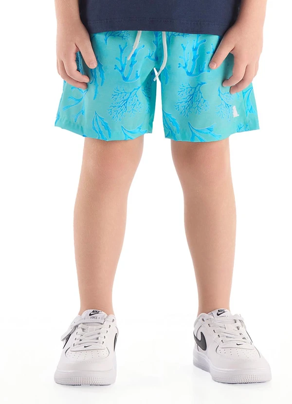 Quimby - Bermuda Infantil Microfibra Tropical Azul