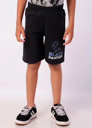 Torra - Bermuda Infantil Moletinho Pantera Negra Preta - TORRA