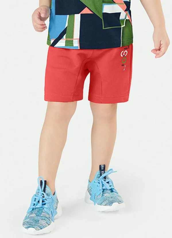 Tigor T Tigre - Bermuda Infantil Moletom Vermelho
