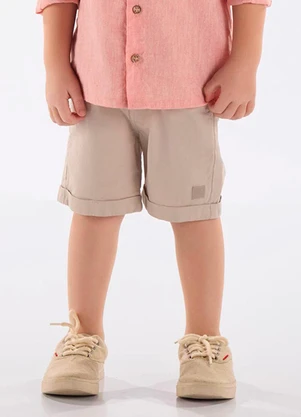 Up Baby - Bermuda Infantil Sarja com Elastano Bege - UP BABY