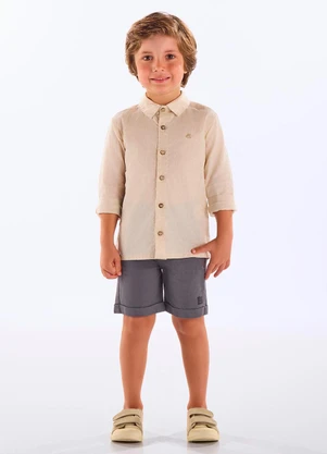 Up Baby - Bermuda Infantil Sarja com Elastano Cinza - UP BABY