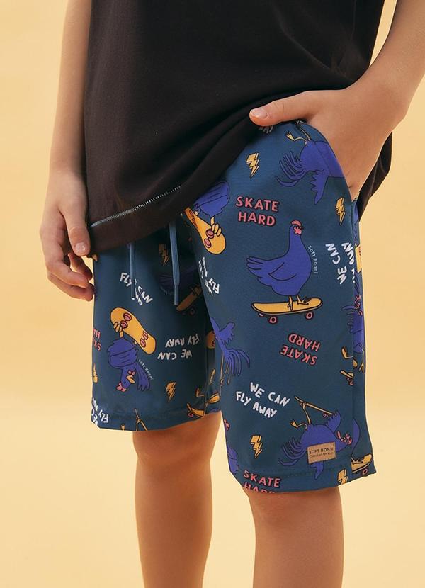 Soft Bonni - Bermuda Infantil Tactel Azul