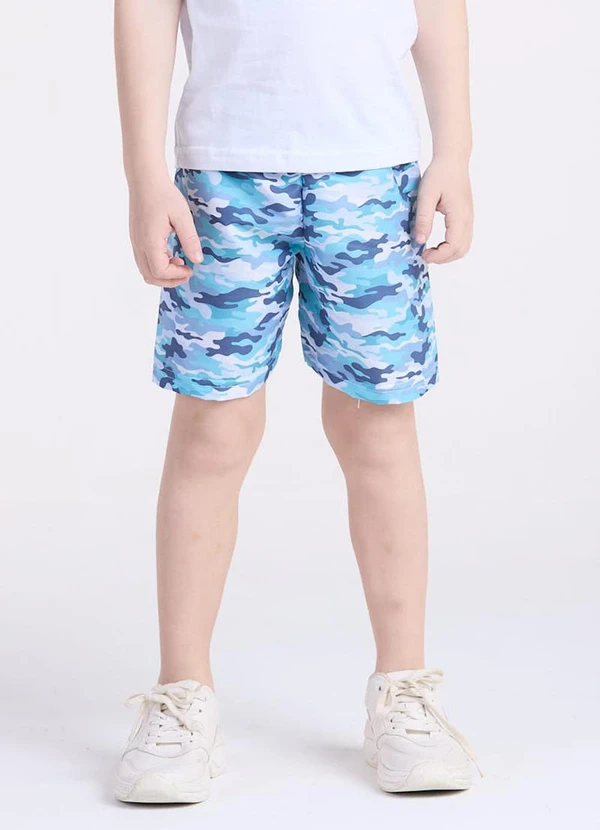 Vida Costeira - Bermuda Infantil Tactel Camuflado Azul