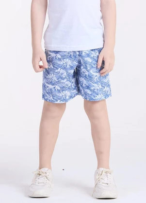 Vida Costeira - Bermuda Infantil Tactel Dinos Azul - VIDA COSTEIRA
