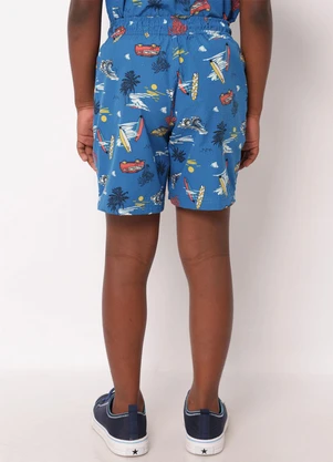 Torra - Bermuda Infantil Texturizada Estampa Surf Azul - TORRA