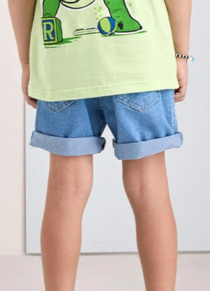 Youccie - Bermuda Jeans Azul com Cadarço Azul - YOUCCIE