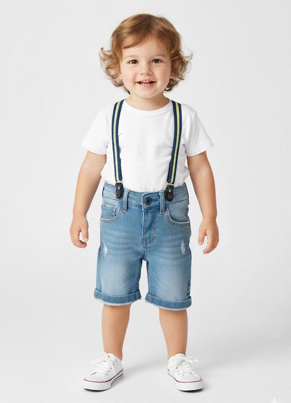 Sun Place - Bermuda Jeans Bebê Menino Slim Azul