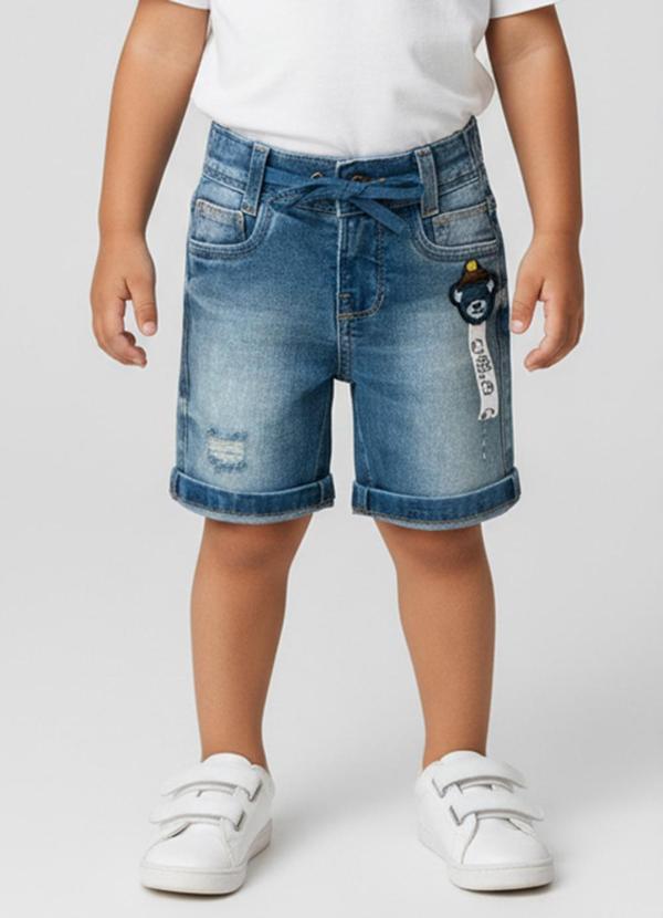 Sun Place - Bermuda Jeans Bebê Menino Slim Azul 1