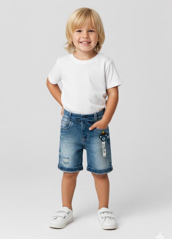 Sun Place - Bermuda Jeans Bebê Menino Slim Azul 2