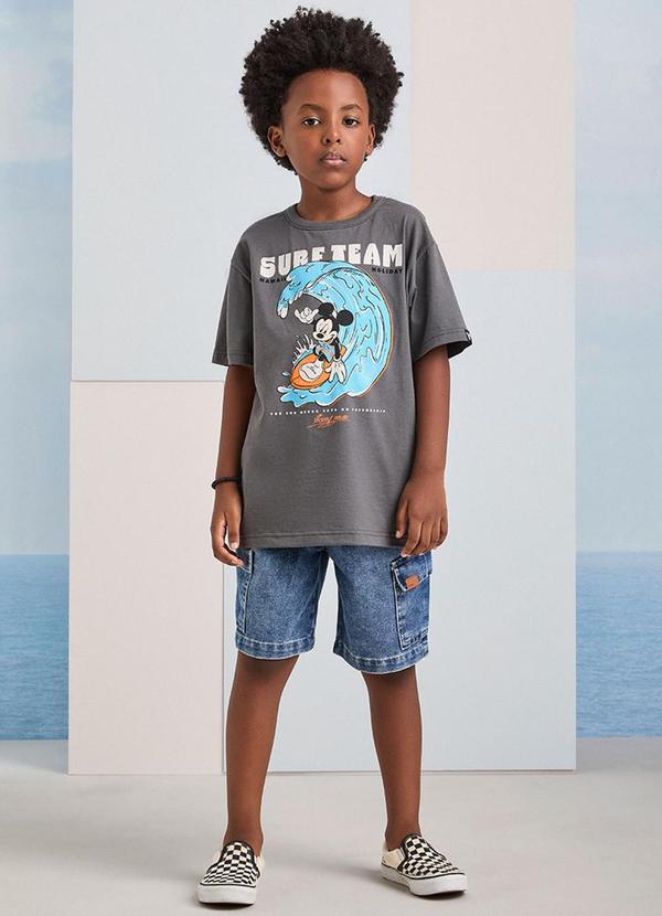 Youccie - Bermuda Jeans com Bolso Cargo Azul 3