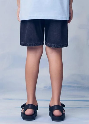 Youccie - Bermuda Jeans com Cadarço Preto - YOUCCIE