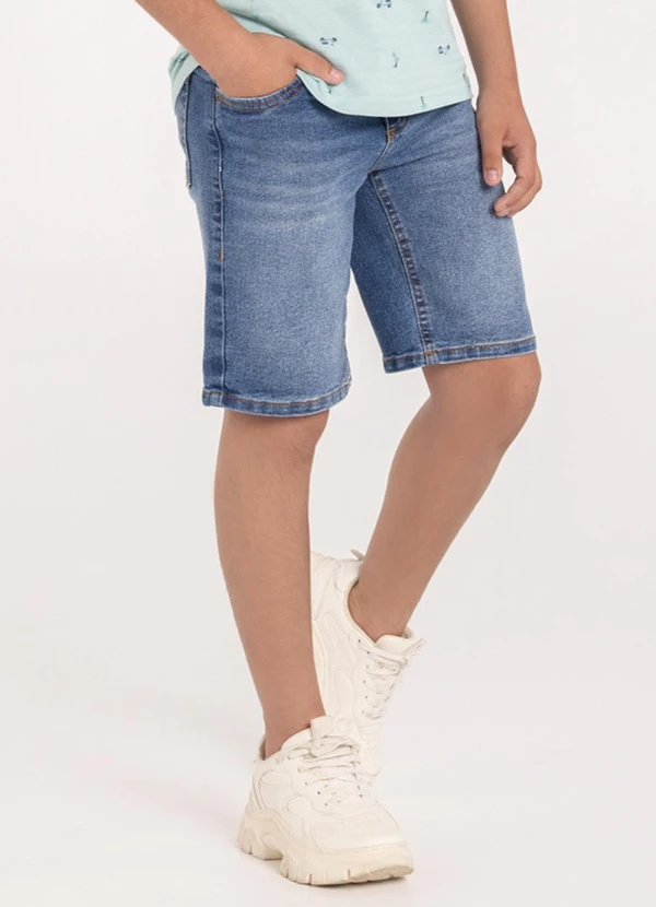 Alakazoo - Bermuda Jeans com Elastano e Bolsos Azul