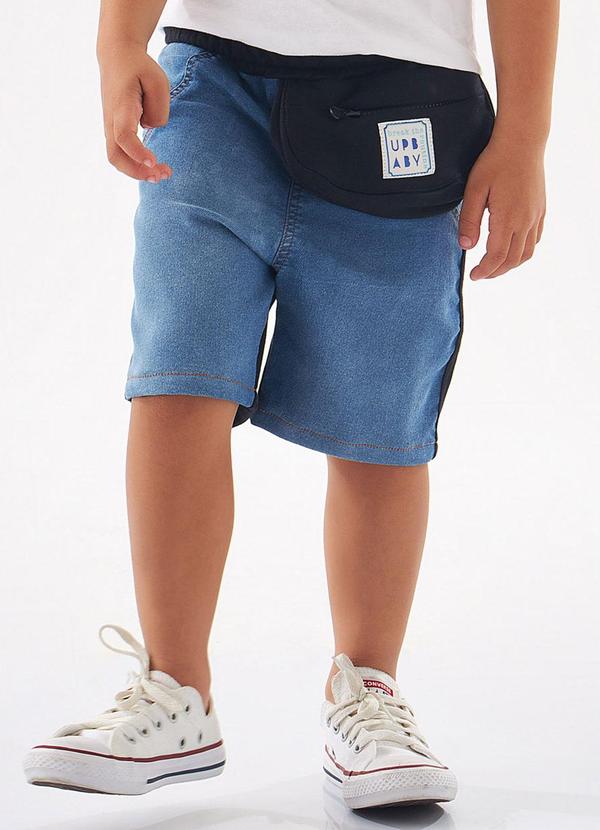 Up Baby - Bermuda Jeans e Pochete Infantil Azul
