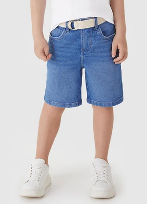 Carinhoso - Bermuda Jeans Estonado Azul - CARINHOSO