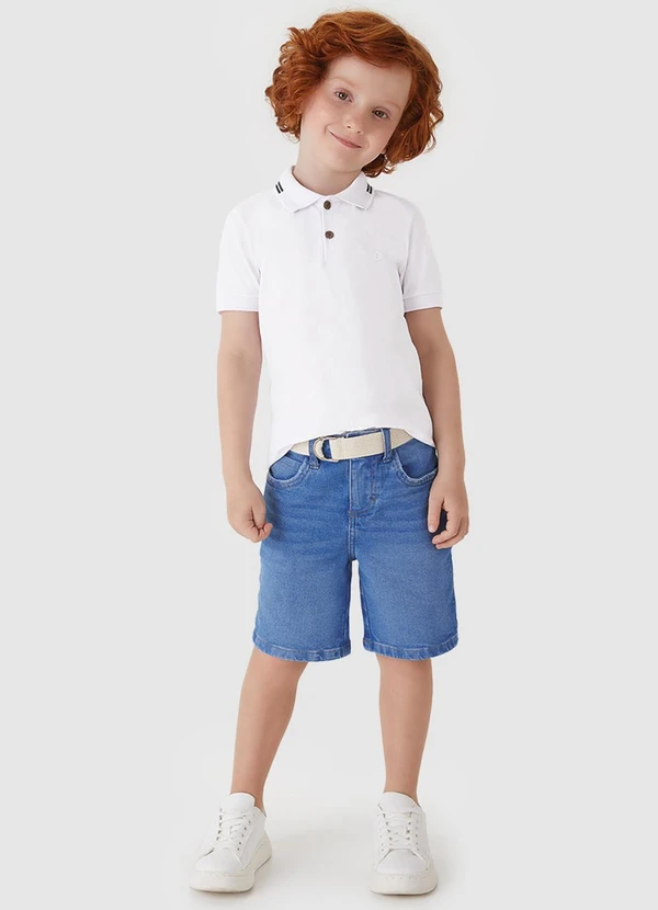 Carinhoso - Bermuda Jeans Estonado Azul 2