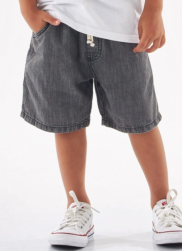 Up Baby - Bermuda Jeans Infantil para Menino Preto