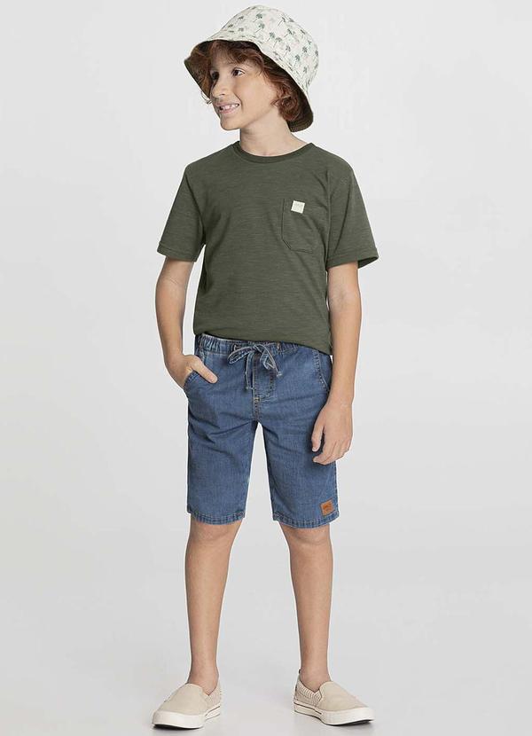Alakazoo - Bermuda Jeans Jogging com Bolso CadarçoAzul 2