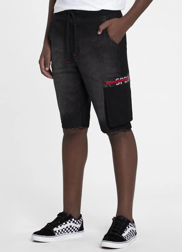 Outlet - Bermuda Jeans Juvenil Masculina Jogger Azul
