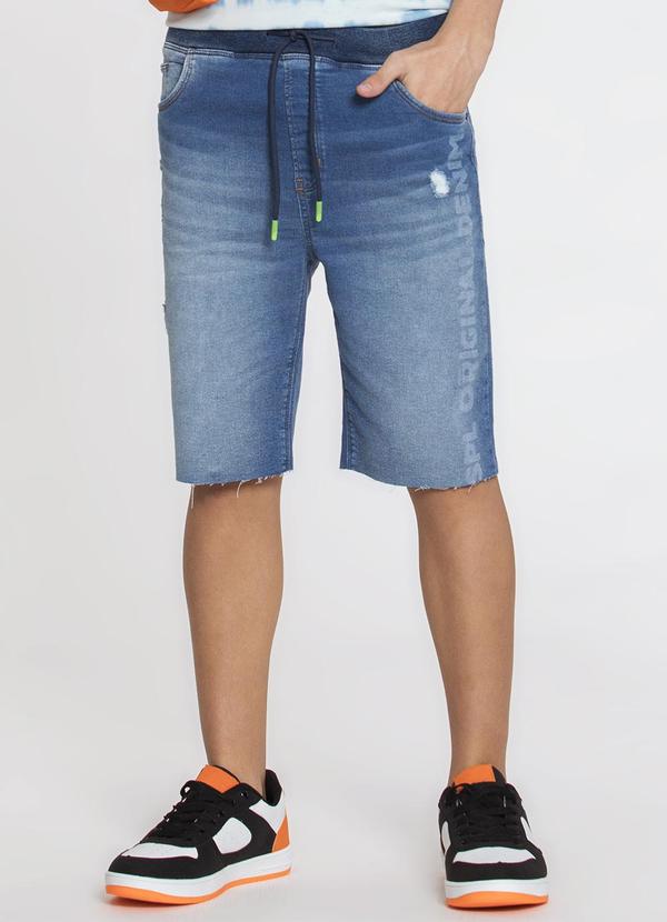Sun Place - Bermuda Jeans Juvenil Masculina Jogger Azul