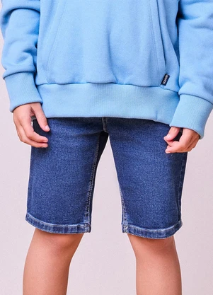 Youccie - Bermuda Jeans Lavada Azul Escuro Azul - YOUCCIE