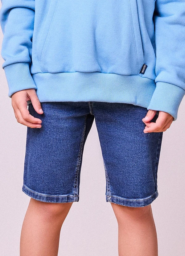 Youccie - Bermuda Jeans Lavada Azul Escuro Azul