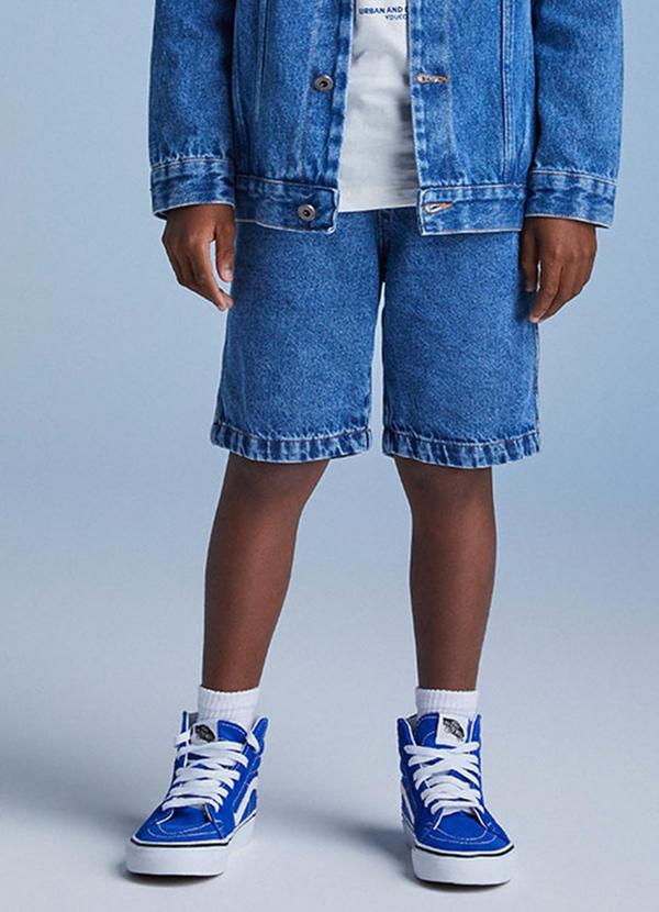 Youccie - Bermuda Jeans Lavada Azul