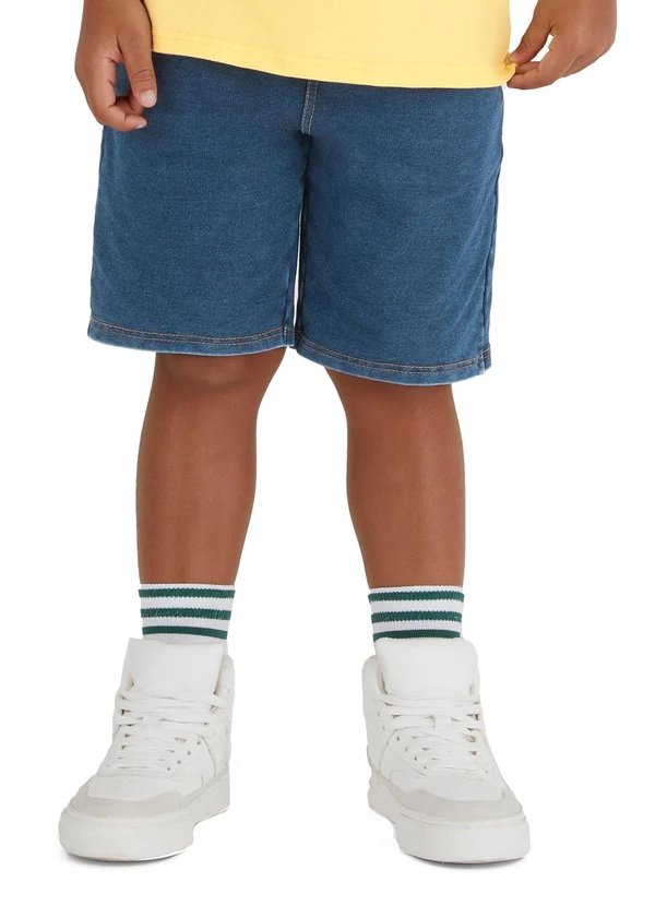 Malwee Kids - Bermuda Jeans Moletom Azul Escuro