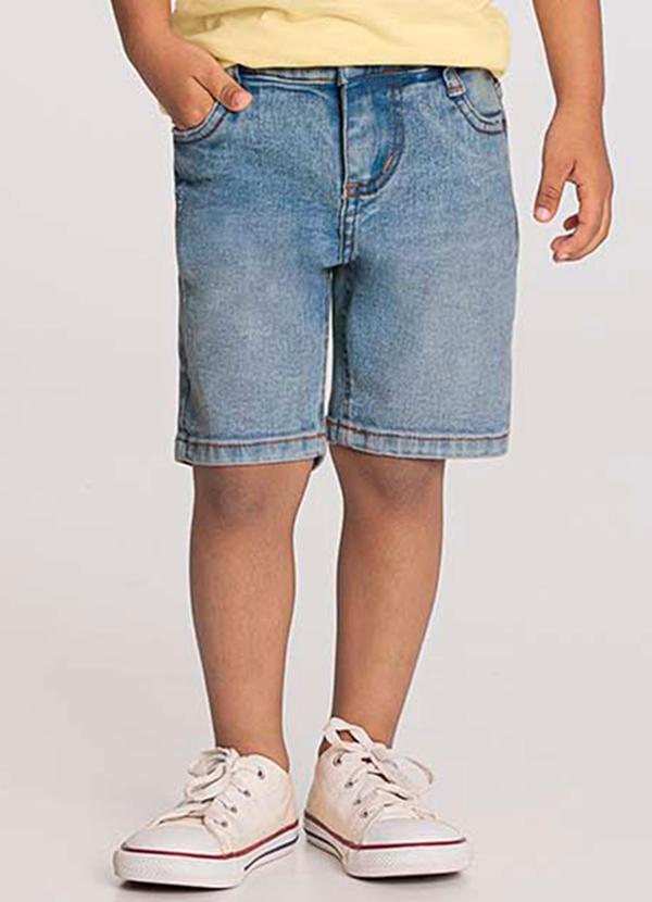 Alakazoo - Bermuda Jeans Reta Menino Cintura Ajustável Azul