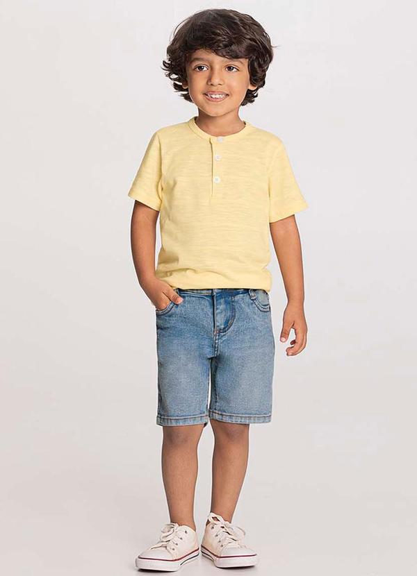 Alakazoo - Bermuda Jeans Reta Menino Cintura Ajustável Azul 2